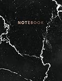 Notebook: Beautiful black marble gold bronze lettering| ★ School supplies ★ Personal diary ★ Office notes | 8.5 x 11 - big notebook | 150 pages | College ruled (Black marble bronze collection) by Paper Juice