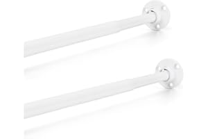TYRON TYRON TYRON Mini Thin Closet Rods for Hanging Clothes, 1/2" Diameter,12 to 18 In. Adjustable Closet Rod, Metal Closet Bar Hanging Rod for Baby Kids Closet, Small Space (White,2 Pcs)