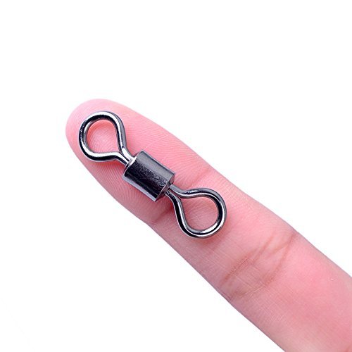 Agepoch Fishing Rolling Barrel Swivels Power Snap Set Line to Hook Smooth Connectors High-Strength Corrosion Resistant Accessories Tackle Tensile Test Strength (1#-0.75''-104LB-60pcs)