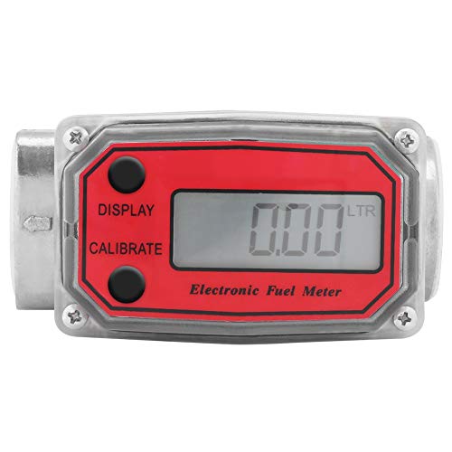 Leyeet Flow Water Meter,Mini Digital Flowmeter Diesel Fuel Flow Meter 15-120L 1" NPT (Color : Red)