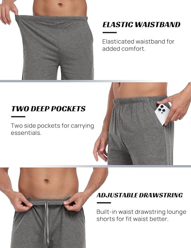 JINSHI Men's Cotton Modal Soft Short Pajama Pants Sleepwear Home Casual Elastic Waist with Pockets