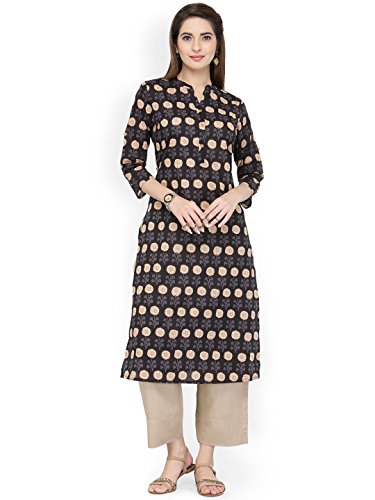 Indian Cotton Kurta Dress For Women - Bollywood Designer Ethnic Tunic, 52" Length, 3/4 Sleeves, Handmade Kurti - View #5