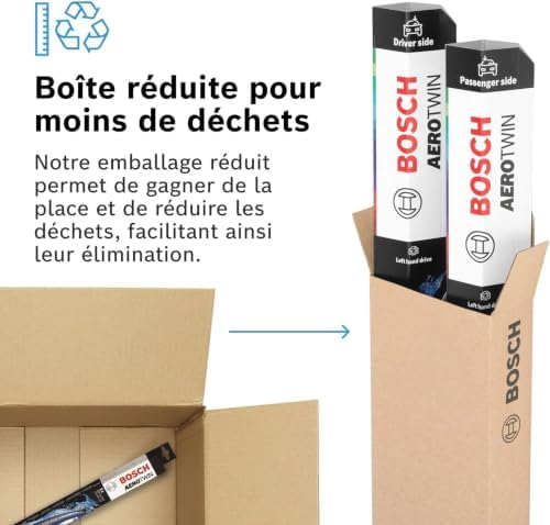 Aerotwin Aerotwin eAR 601 S - Jeu de 2 Balais d'essuie-glaces de Remplacement Avant - Livrés avec Adaptateur Pré-assemblé - 600 mm / 400 mm - Boîte réduite pour moins de déchets