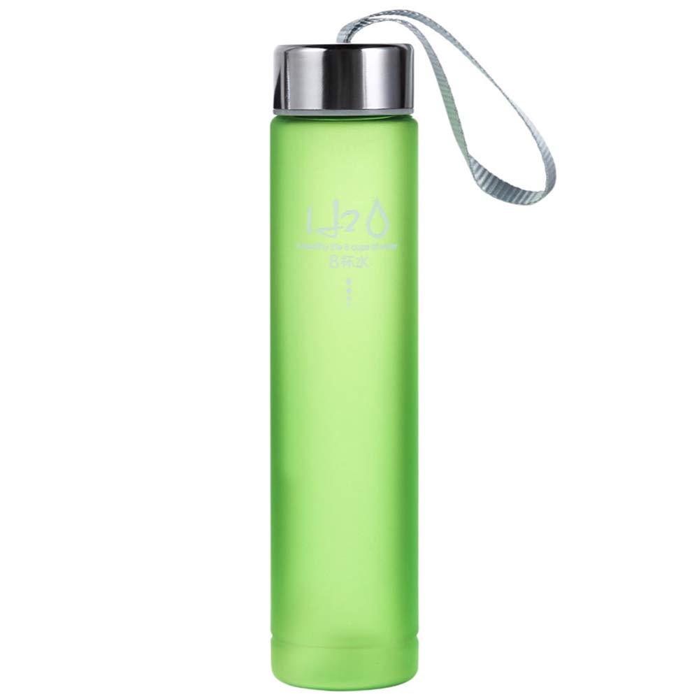 Sports Water Bottle BPA Free Plastic Wide Mouth Slim Frosted Cup with Leak-proof Lid for Running Gym Yoga Outdoors 280ml