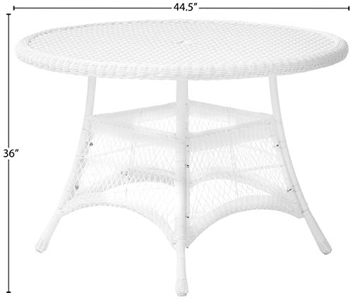 Jeco 5 Piece Wicker Dining Set With With Black Cushions White Beachfront Decor