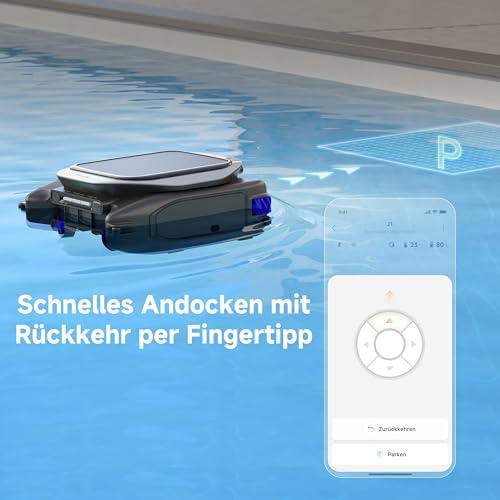 J1 Roboter-Poolskimmer, fortschrittliche PoolSense-Technologie, rundum 360°-Reinigung, 24/7 im Einsatz, smarte Routenplanung, innovatives Strömungsdesign, App-Steuerung