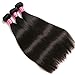 Brazilian Straight Hair With Closure 3 Bundles Unprocessed Virgin Human Hair Bundles With Lace Closure Three Part Hair Extensions Natural Color (24 26 28+22Three part)