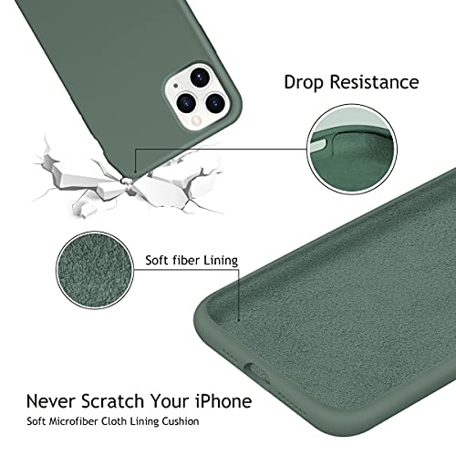 OUXUL iPhone 11 Pro Max Case, Slim Liquid Silicone Phone Case, 6.5 Inch Full Body Microfiber Lining Protective Cover (Forest Green)