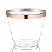 Rose Gold Rimmed Clear Hard Plastic Cups - Disposable Tumblers - 9 oz 50 Pack