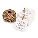 WRAPAHOLIC Gift Tags with String - 100PCS White Kraft Thank You Paper Tags with 100 Feet Natural Jute Twine for Wedding, Baby Shower, Party Favors