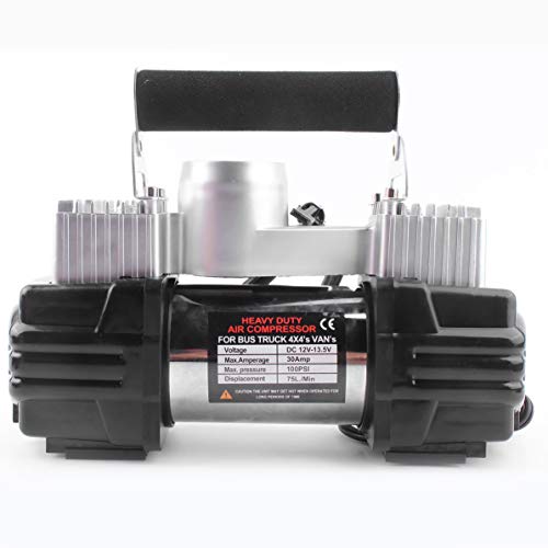 Portable Size 12V Air Compressor Cars Tyre Stainless Steel Double Cylinder Inflator High Power Vehicles Tyre Inflation Pump