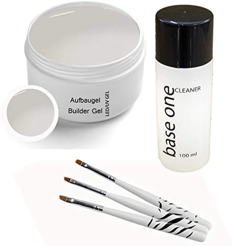 UV Gel Classic Builder Gel Clear 5 ml incl. 3 pcs. Brush set and Cleaner 100ml