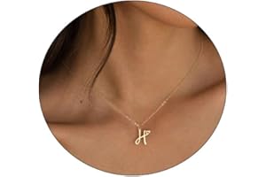 Rotnso Dainty Gold Initial Necklaces for Women Girls, 14K Gold Plated Tiny Letter Pendant Necklace Simple Cute Custom Personalized Monogram Name Choker Trendy Minimalist Jewelry Gift for Teen Girls