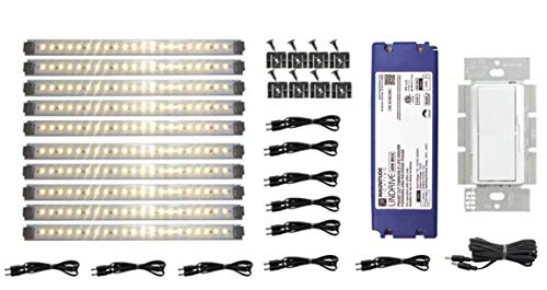 LED Hardwire Kitchen Light Kit | 10 Panels | Dimmable LED System Included | Warm White ~ 3000 K | Pro Series | Inspired LED | Under LED Lighting | 40W Magnitude LinDrive Transformer | Lutron