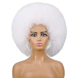 andromeda Afro Wigs for Black Women 70s White Afro