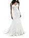 SIQINZHENG Women's Sweetheart Full Lace Beach wedding Dress Mermaid Bridal Gown, White, 8
