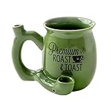 FASHIONCRAFT Premium Roast and Toast Novelty Mug Green with Black Print, Ceramic Coffee Mug