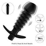 Anal Vibrator with 7 Stimulation Beads 10 Powerful Vibration Modes for Anal Play, PALOQUETH Rechargeable Anal Stimulator Sex Toy Butt Plug for Men Women Couples