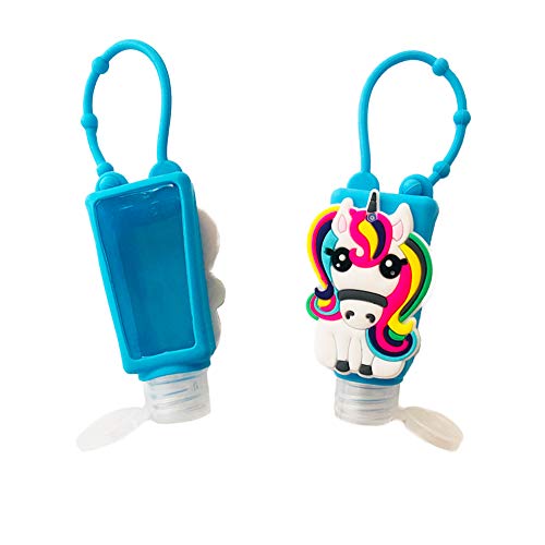 DANUC Unicorn Kids Adults Empty Travel Size Hand Sanitizer Bottles Case With Keychain Holder, Mini Pocket Thieves Hand Sanitizer Holder For Backpack Purse Bulk 1 oz 5pcs Flip Cap Reusable Bottle