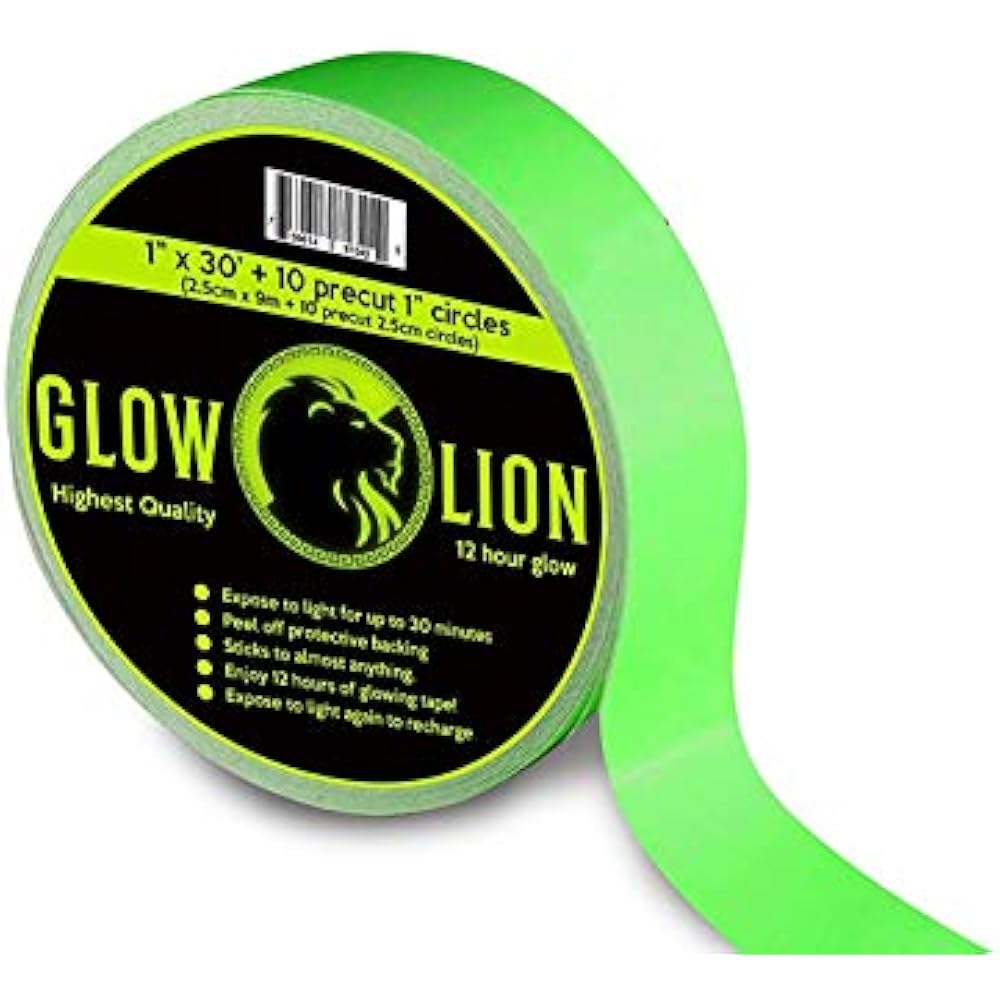 Glow Arts & Crafts Tape In The Dark 30 Feet By 1 Inch Wide 12 Hour