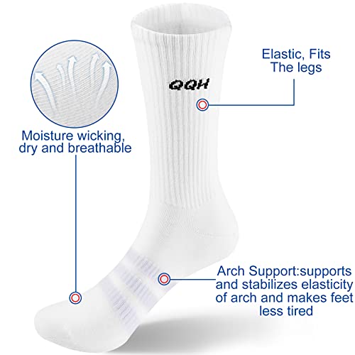 Men\'s Athletic Crew Socks Sports Running Moisture Wicking Cotton Socks 6 Pairs(Multicolor, L)