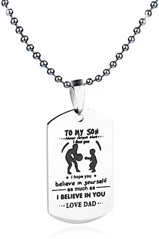 Stainless Steel Necklace Father Son Men's Jewelry Chain Pendant Custom Never Forget That I Love You Dog Tag to My Son Gift