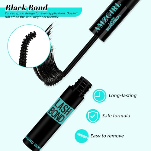 Lash Bond and Seal Waterproof,Eyelash Extension Glues for Lash Clusters,Lashes Glue Long Lasting Eyelashes Glue and Lock for DIY Lash Extensions Super Strong Hold 72 Hours at Home