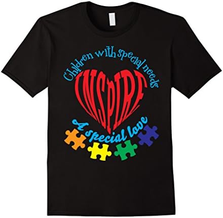 Men's Children With Special Needs Inspire Love Autism Shirt Heart Medium Black