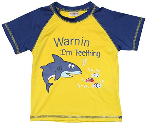 Sweet & Soft Baby Boys 4-Piece Rash Guard and Trunk Swimsuit Set (Infant/Toddler) (Teething Shark, Toddler (3T))'