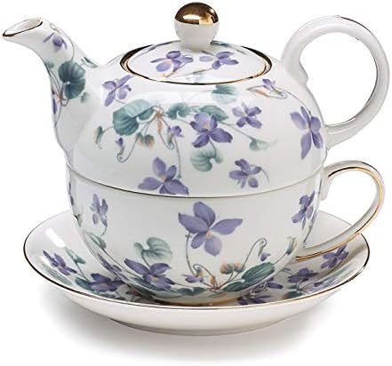 Teapot Tea For One Duo Teapot And Teacup Lavender Violets 15 Oz Total