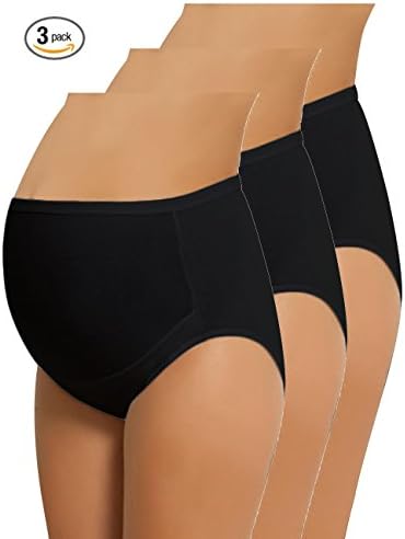 NBB Women's Adjustable Maternity Panties High Cut Cotton Over Bump Underwear Brief (Medium, 3 Pack - Black)