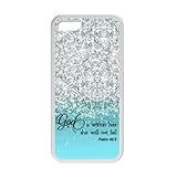 iPhone 5C Protective Case - God Is within Her, She Will Not Fail Psalm 46:5 - Bible Verse Blue Sparkles Glitter TPU(Laser Technology) Hardshell Cell Phone Cover Case for New iPhone 5C