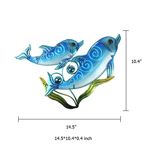 HONGLAND Metal Dolphin with seaweed Wall Decor Indoor Art Sculpture