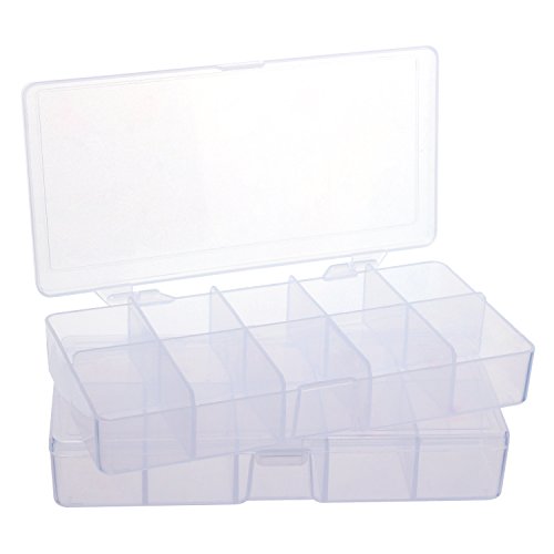 Segbeauty Plastic Storage Boxes, 2pcs Break-resistant Jewelry Organizer 10 Large Grids, Bead Storage Container Case for Nail Art Glitter Craft Accessories