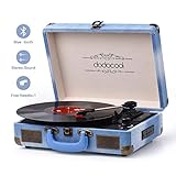 Vinyl Record Player, dodocool Vintage Turntable 3-Speed with Blue Tooth, Built in 2 Stereo Speakers, Vinyl to MP3 Converting/ RCA Line Out/ AUX / USB/ SD Input - Jean Style