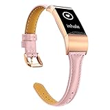 TOYOUTHS Leather Bands Compatible Fitbit Charge 2 Bands, Slim Classic Genuine Replacement Accessories Strap for Women Men Large Small