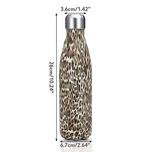 king do way 17oz Double Wall Vacuum Insulated Stainless Steel Water Bottle Perfect for Outdoor Sports Camping Hiking Cycling Picnic Leopard