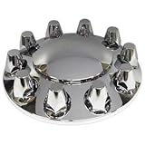 2 Chrome 10257 Semi Truck Steer Axle Hub & Nut Covers With 33mm Lug Nut Covers
