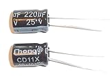 E-Projects - 220uF 25V 105c Radial Electrolytic Capacitor (5 Pcs)