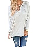 HITREE Women V-neck Long Sleeve Shawl Collar Thin Hooded Hoodie Sweater