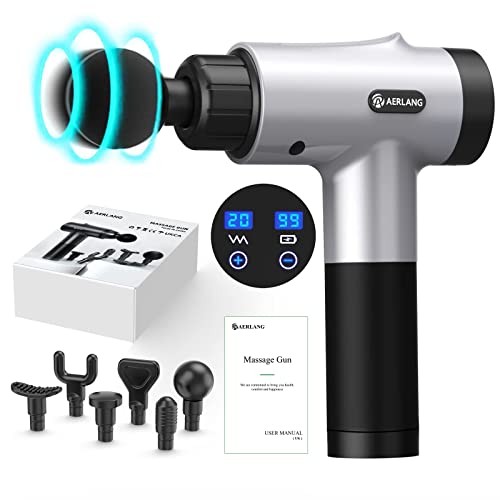AERLANG Massage Gun, Deep Tissue Massage Gun for Athletes with Paper Storage Box, Professional Portable Muscle Massage Gun, for Pain Relief with 6 Massage Heads 20 Speed, Gifts for Men
