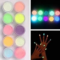 Acamifashion 10 Pcs Noctilucent Nail Glitter Powder Glowing Nail Art DIY Fluorescent Acrylic Powder