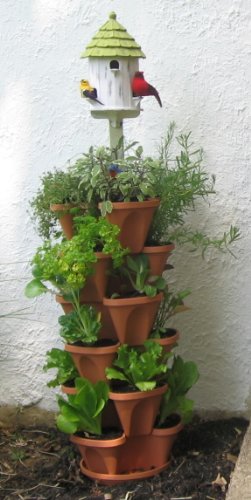 Terracotta Color 3-Tier Stacking Planter - Vertical Gardening for Herbs, Vegetables, Flowers - Patented Grid System - Best Self Watering Planter - BPA Free