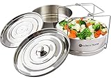 Stackable Stainless Steel Steamer Pressure Cooker Insert Pans for 5, 6, 8 Quart Instant Pot Accessories, For Baking and Steaming Rice, Vegetables, Meat - Bonus Lid Included By The Modern Home