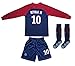 LES TRICOT 2017/2018 Paris Home #10 NEYMAR JR. Football Saint Soccer Kids Long Sleeve Jersey Socks Set Youth Sizes (6-7 YEARS)