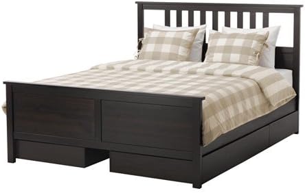 Ikea King Size Bed frame with 4 storage boxes, black-brown 20204.23811.1810