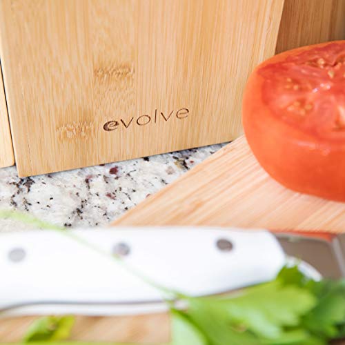 EVOLVE Bamboo Knife Block Universal Kitchen Knife Holder Safe