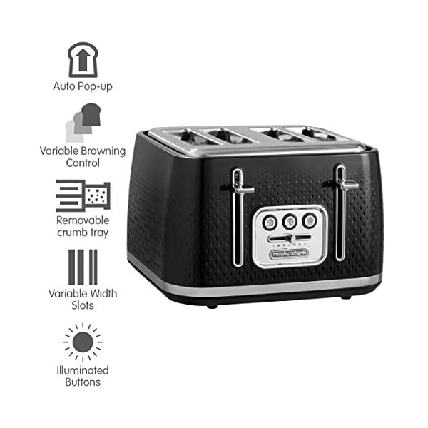 Morphy Richards Verve Black 4 Slice Toaster - Plastic - 4 Slot - 243010