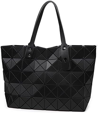 Fashion Geometric Lattice Top-handle Handbag for Women Matte PU Leather Tote Purse and Handbags Geometry Shoulder Bag