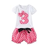 Mud Kingdom Polka Dot Toddler Girl's Birthday Clothing Set I am 3 Pink Shorts